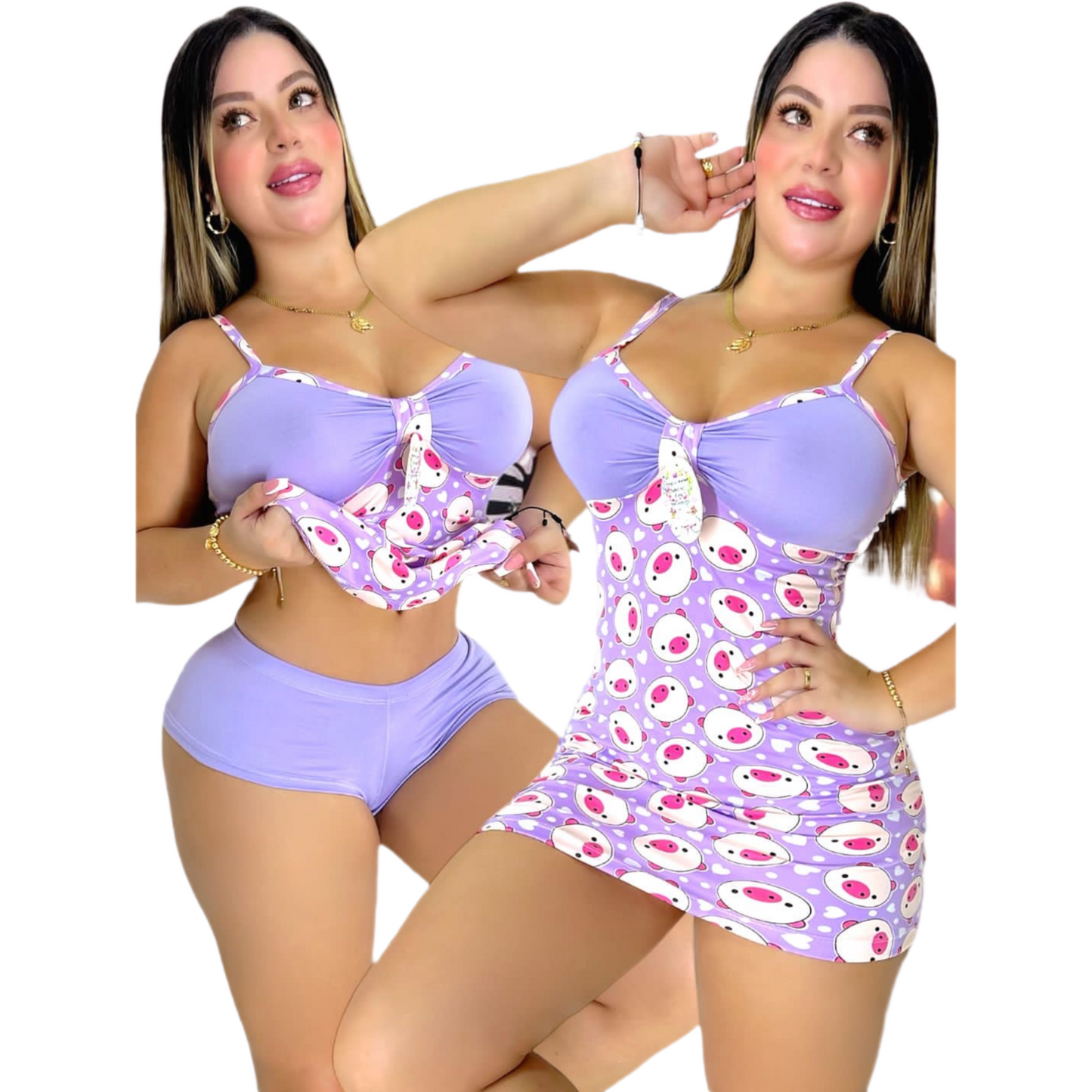 Little Pig - Mini Slip Dress - Set