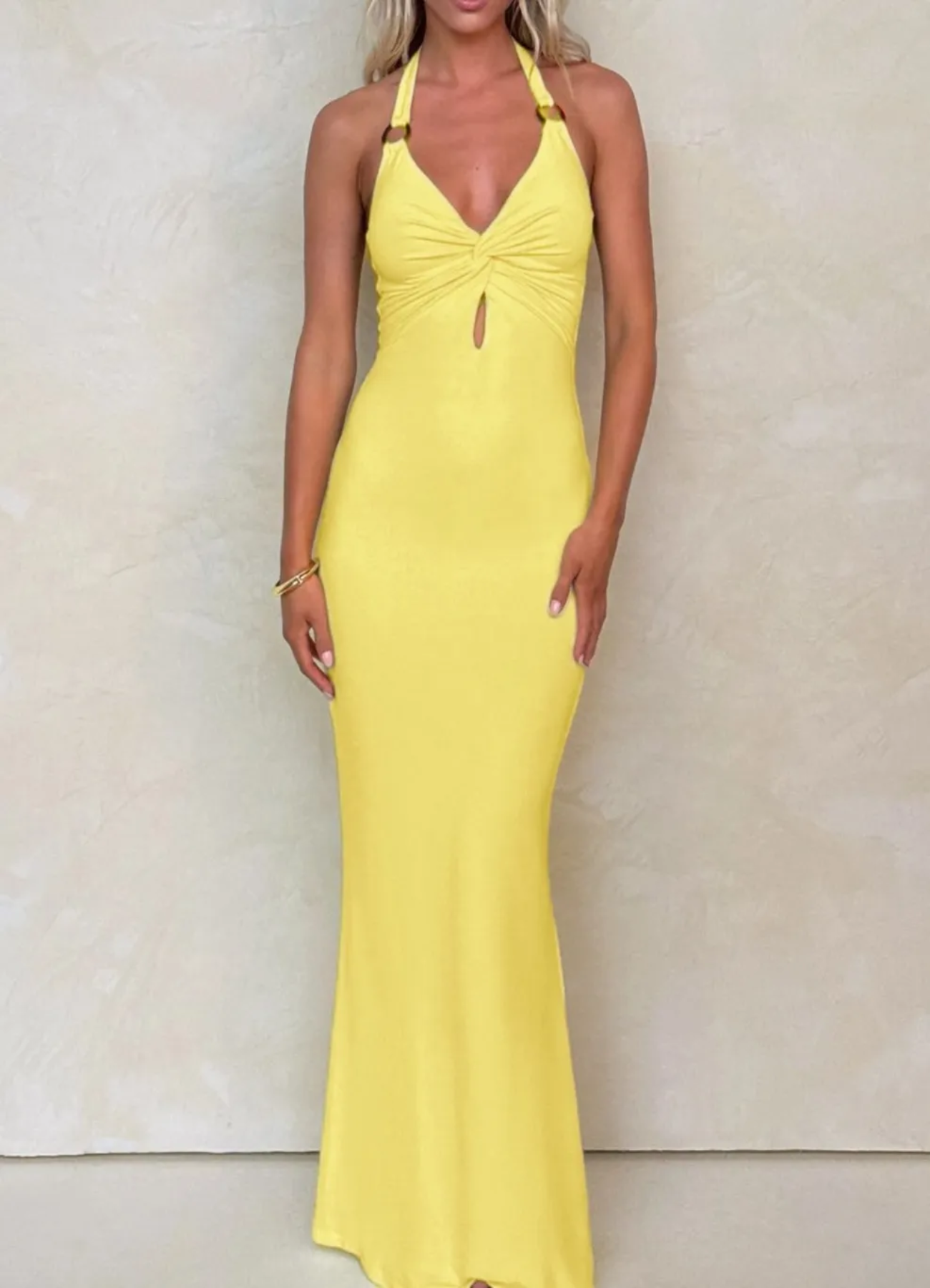 LORENA -CUTOUT TWISTED HALTER NECK MAXI DRESS