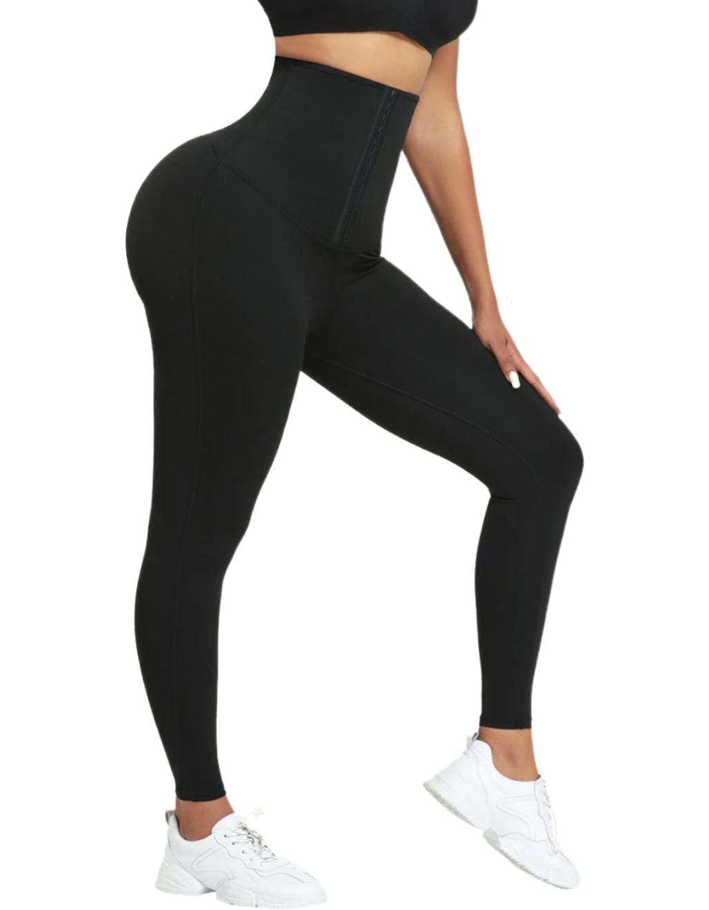 DARK BLUE NEOPRENE BUTT-LIFTING LEGGINGS WITH WIDE WAISTBAND