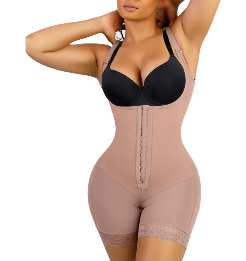 BREATHABLE LATEX OPEN BUST TUMMY CONTROL