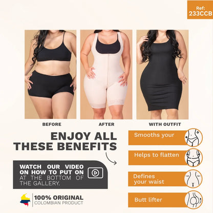 MID-THIGH BODY SHAPER FAJA W/ INNER BUTT LIFTER AND WAIST SHAPER