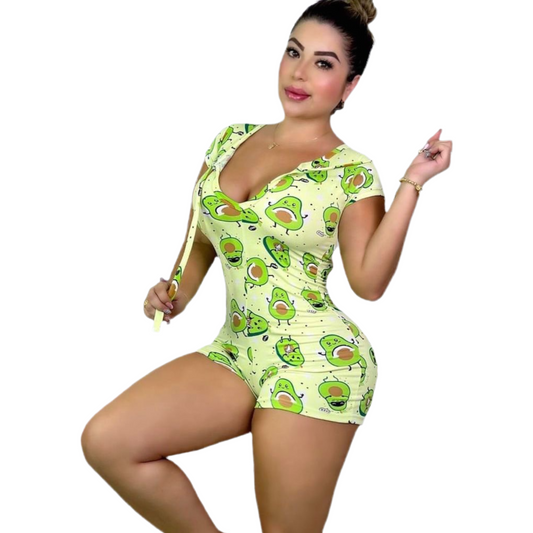 ROMPER PAJAMA BODYSUIT CUTE PRINT BODYCON OVERALL JUMPSUIT