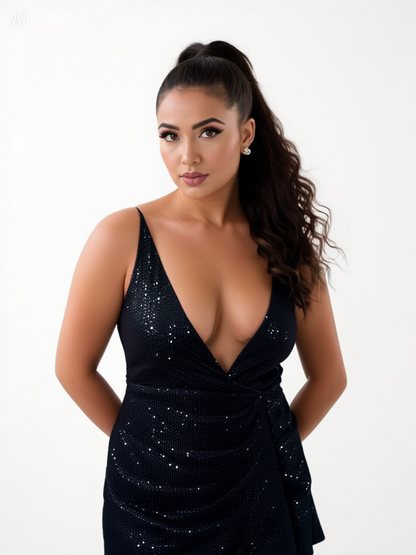 Samara - Sparkling Black Sequin Mini Dress
