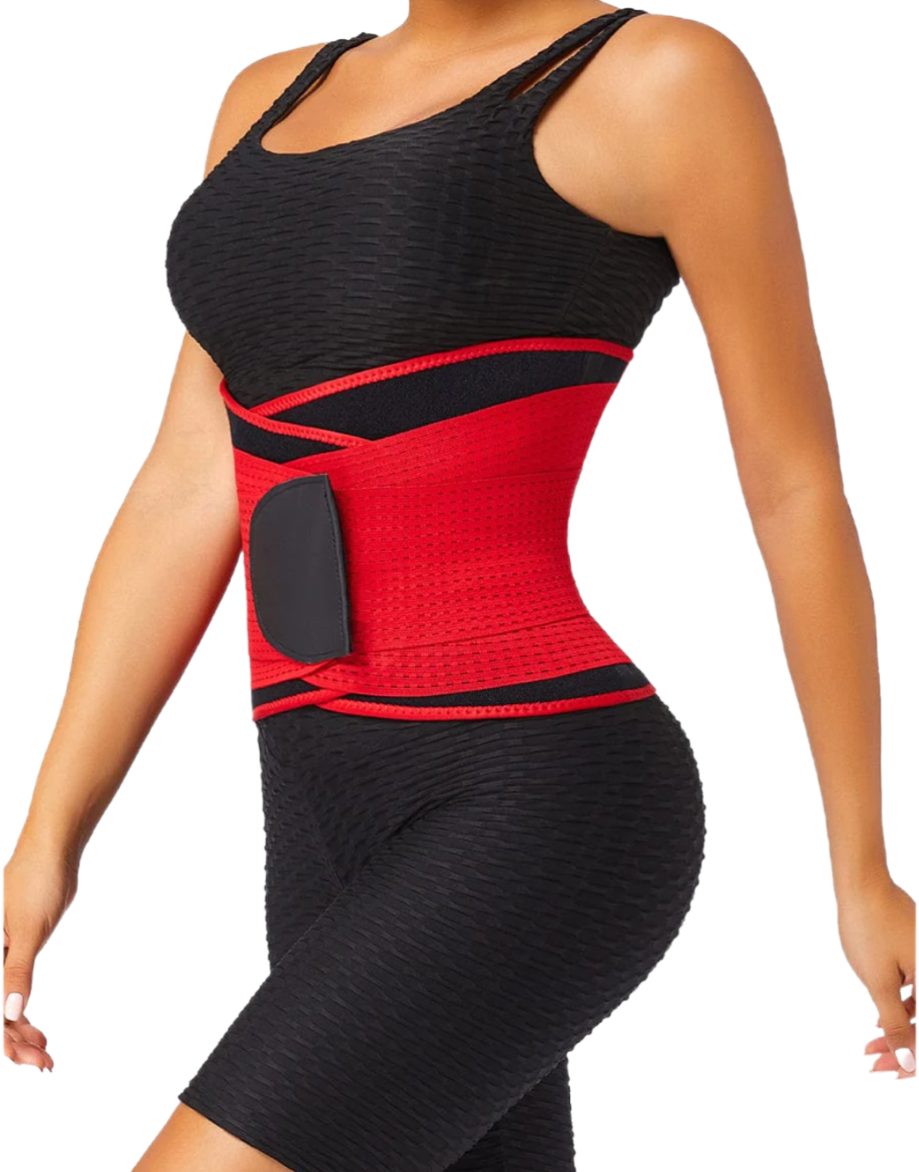 BLACK NEOPRENE WAIST TRAINER BELT WITH 5 PLASTIC BONES