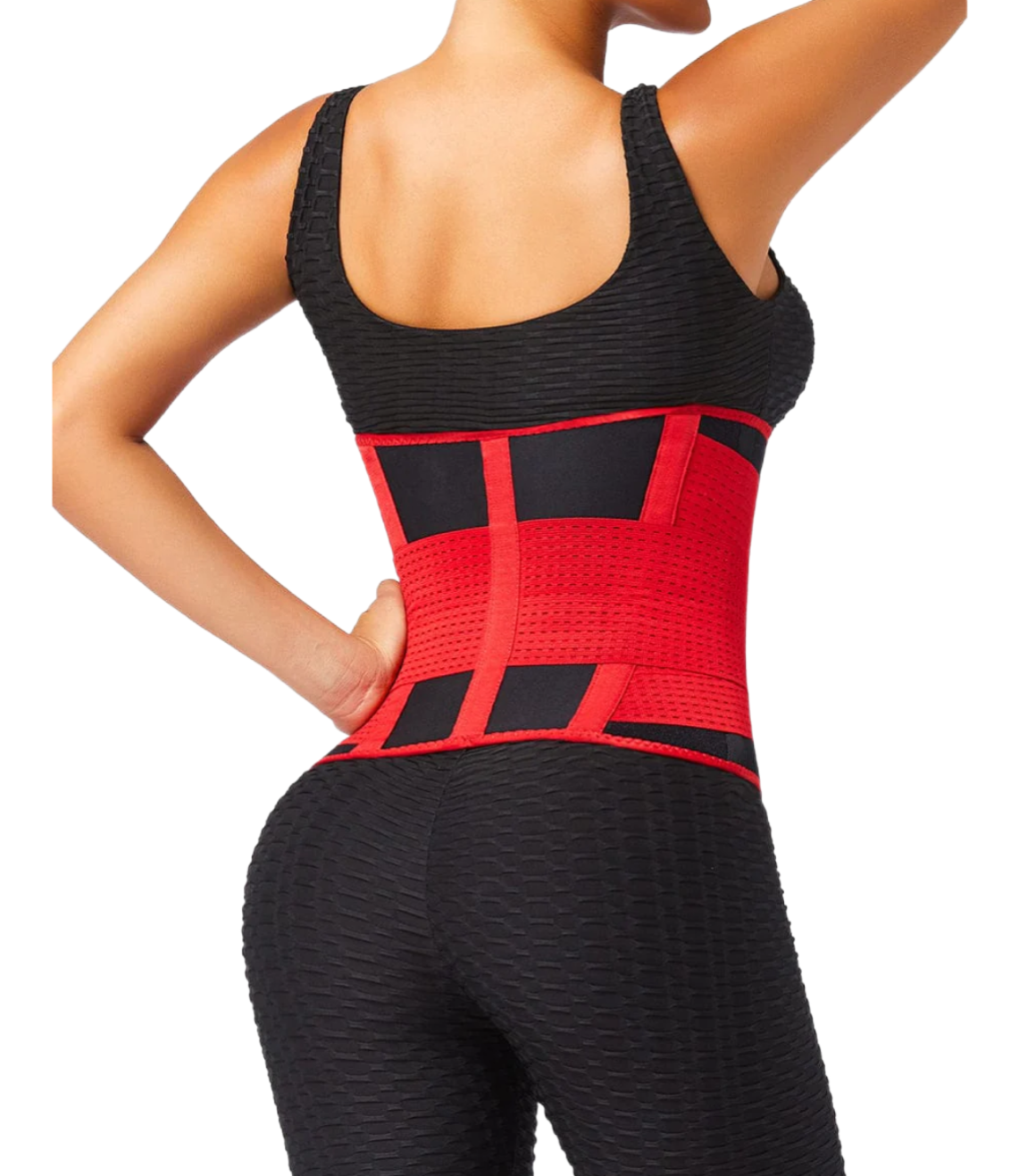 BLACK NEOPRENE WAIST TRAINER BELT WITH 5 PLASTIC BONES