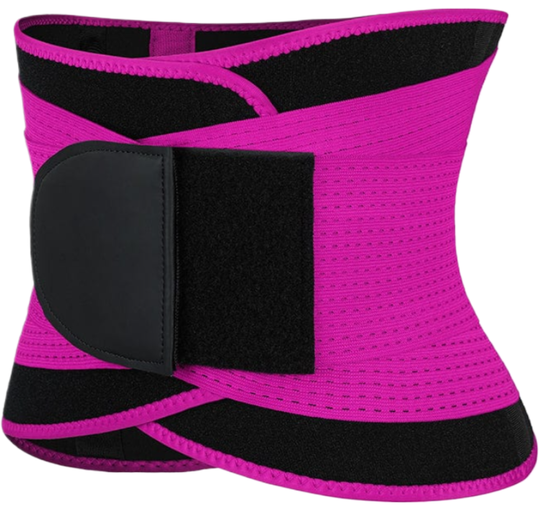 BLACK NEOPRENE WAIST TRAINER BELT WITH 5 PLASTIC BONES