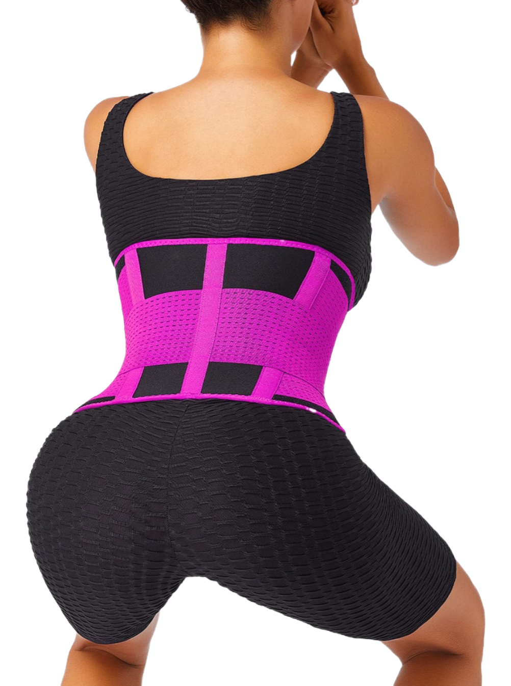 BLACK NEOPRENE WAIST TRAINER BELT WITH 5 PLASTIC BONES