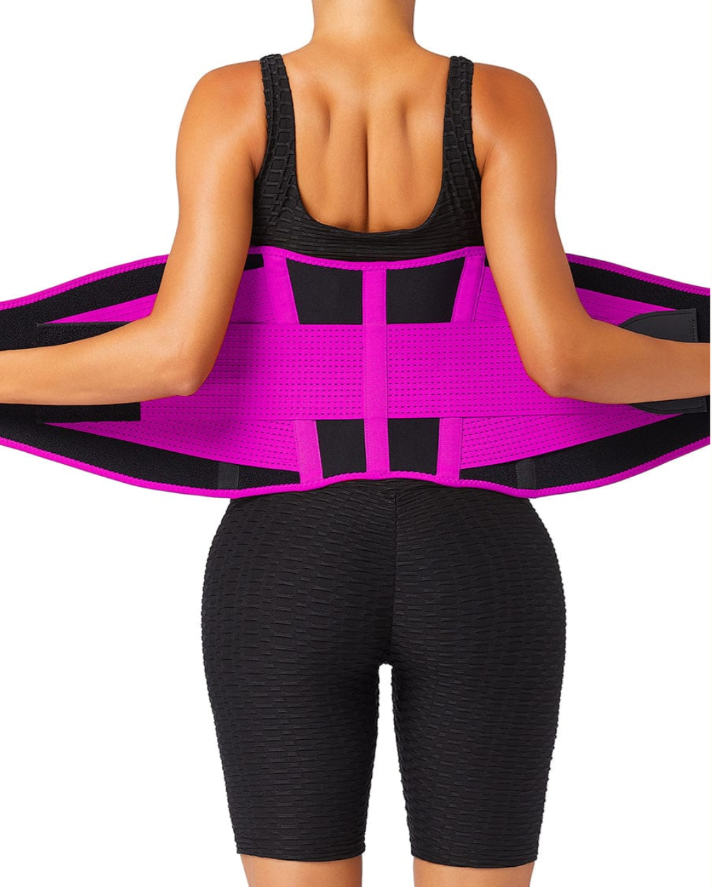 BLACK NEOPRENE WAIST TRAINER BELT WITH 5 PLASTIC BONES