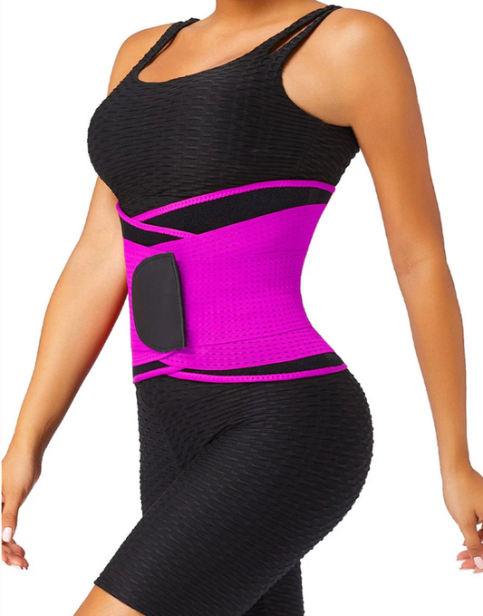 BLACK NEOPRENE WAIST TRAINER BELT WITH 5 PLASTIC BONES