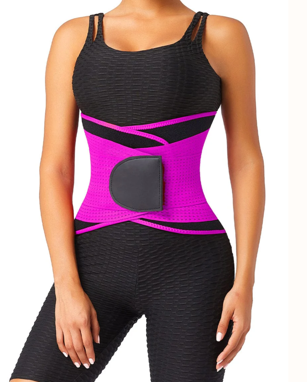 BLACK NEOPRENE WAIST TRAINER BELT WITH 5 PLASTIC BONES