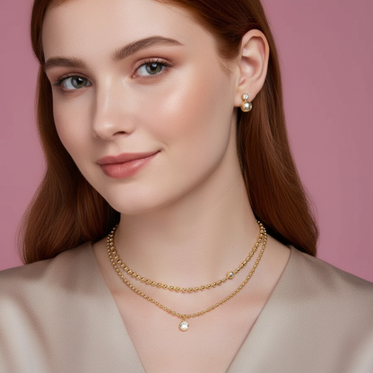 Trendy 18K Gold Plated Moissanite Pendant Layered S925 Sterling Silver Moissanite Necklace